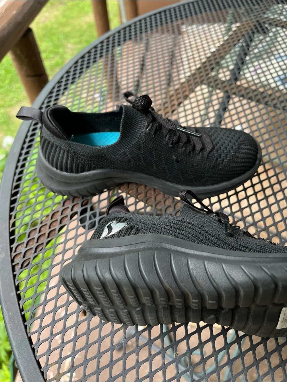 Skechers Kids All-Black Knit Lace-Up Sneakers